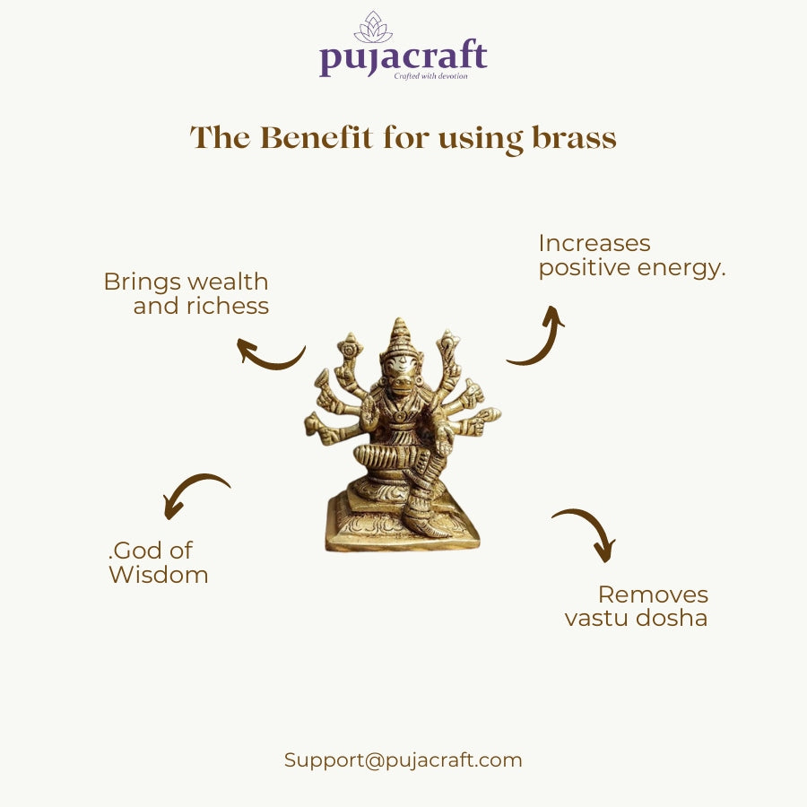 PujaCraft Brass Varahi Amman Idol (Width: 7cm, Height: 7cm, Weight: 275 Grams)