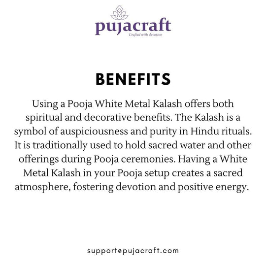 PujaCraft Pooja White Metal Kalash (Width: 9cm , Height: 9cm)