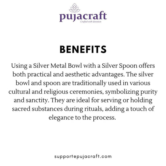 PujaCraft Silver Bowl with Silver Spoon | Gift Item |