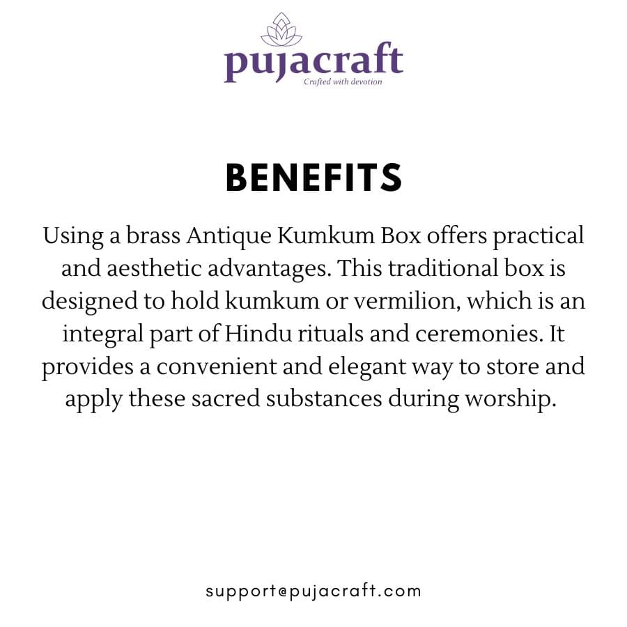 PujaCraft Antique Kumkum Box (Unique Design , Height: 5cm , Width: 6cm , Weight: 70 Gram)