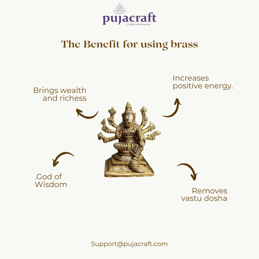 PujaCraft Brass Antique Varahi Idol (Width: 4cm, Height: 7cm, Weight: 178 Grams)