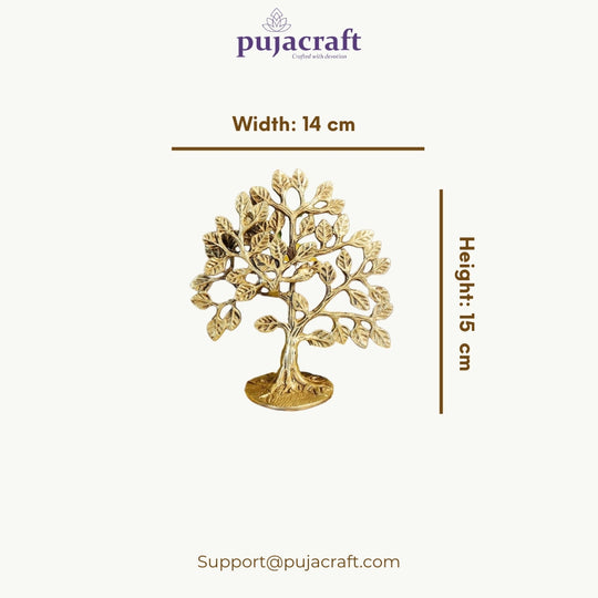 PujaCraft Brass Small Size Karpagavirutcham Tree (best and premium, Height: 15cm , Width: 14cm , Weight: 330 Gram)