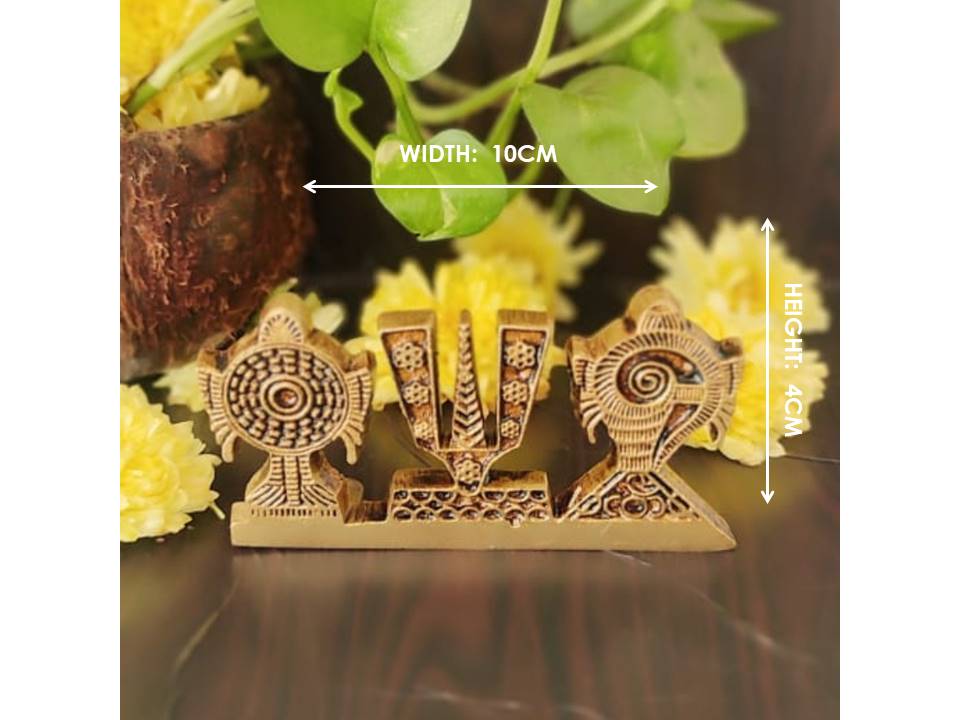 PujaCraft Brass Sangu Chakra Namam Frame (Handmade , Height: 4cm , Width: 10cm , Weight: 120 Gram)