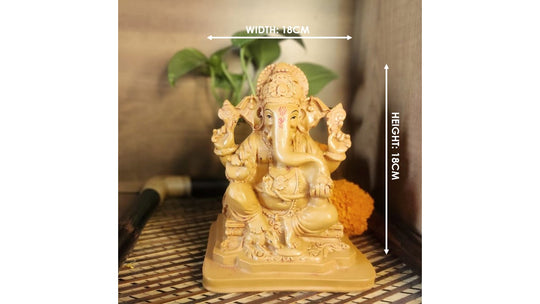 PujaCraft Polyresin Lord Ganesha Idol ( Width: 13cm, Height: 18cm, Weight: 620 Grams )