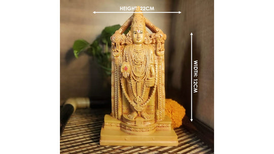 PujaCraft Polyresin Tirupati Balaji Standing Idol ( Width: 12cm, Height: 22cm, Weight: 730 Grams )