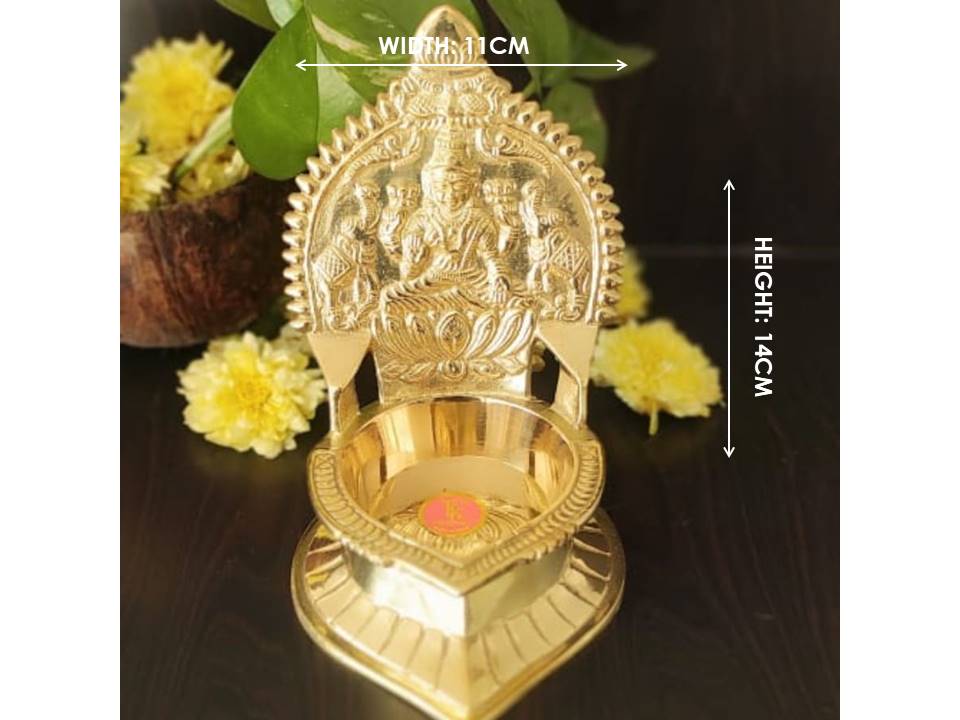 PujaCraft Brass Mahalakshmi Deepam ( Width: 11cm, Height: 14cm, Weight: 420 Grams )