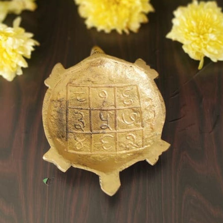 PujaCraft Antique Brass Tortoise Idol ( Width: 7cm, Height: 2cm, Weight: 230 Grams )