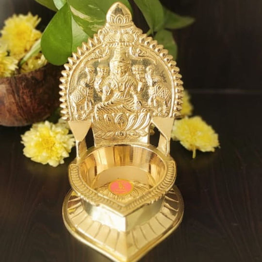 PujaCraft Brass Mahalakshmi Deepam ( Width: 11cm, Height: 14cm, Weight: 420 Grams )