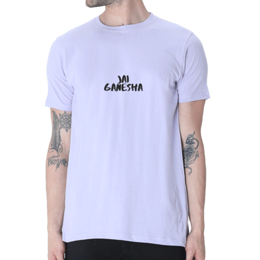 PujaCraft Round Neck T - shirt ( Design: Jai Ganesha, Colour: Lavender )