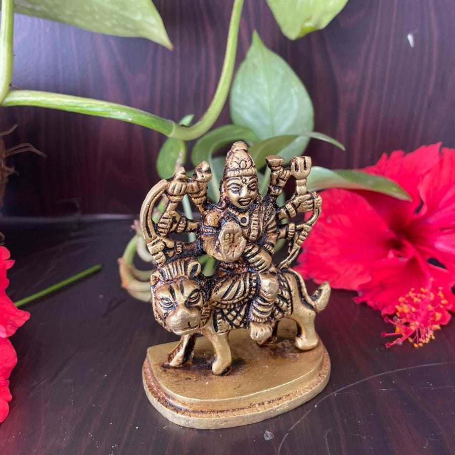 PujaCraft Brass Maa Durga Idol ( Width: 6cm, Height: 8cm, Weight: 230 Grams )