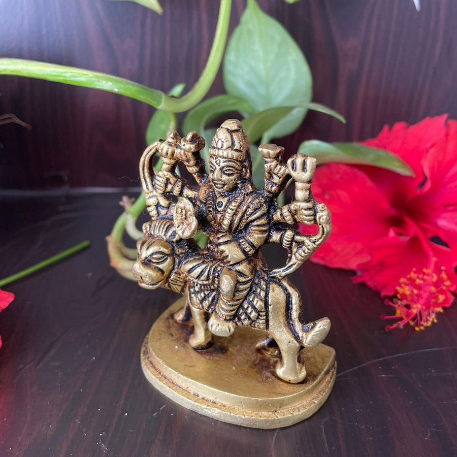 PujaCraft Brass Maa Durga Idol ( Width: 6cm, Height: 8cm, Weight: 230 Grams )