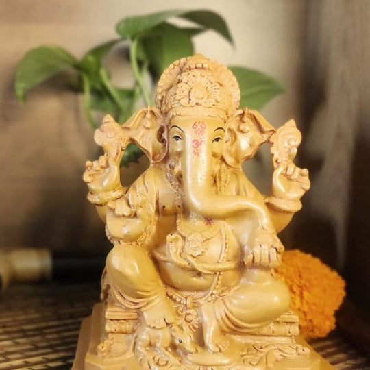 PujaCraft Polyresin Lord Ganesha Idol ( Width: 13cm, Height: 18cm, Weight: 620 Grams )