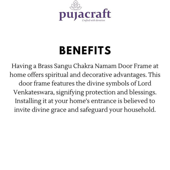 PujaCraft Brass Sangu Chakra Namam Door Frame (Width: 19cm, Height: 6cm, Weight: 445 Grams)