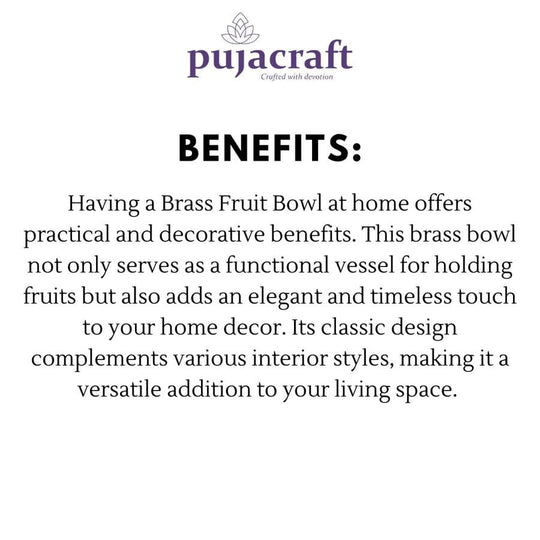 PujaCraft Brass Fruit Bowl | Flower Bowl | Brass Urli ( Width: 23cm, Height: 6cm, Weight: 375 Gram )