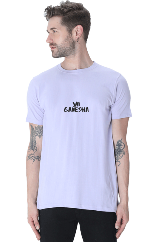 PujaCraft Round Neck T - shirt ( Design: Jai Ganesha, Colour: Lavender )