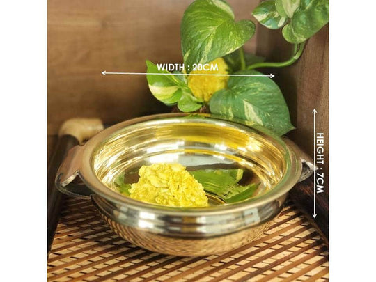 PujaCraft Traditional Brass Urli-Pooja Flower Bowl (Antique Collection , Height: 5cm , Width: 17.5cm , Weight: 220 Gram)