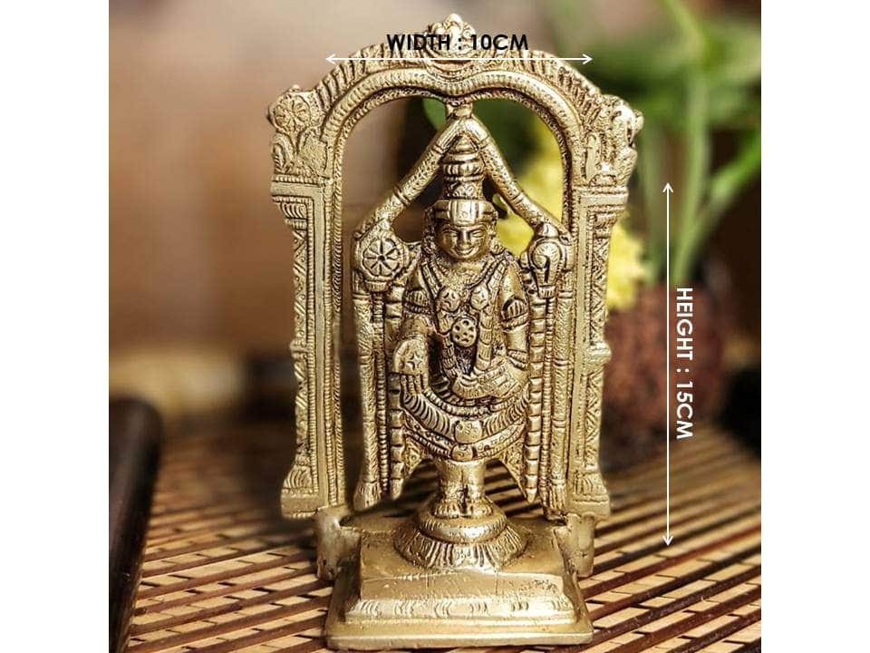 PujaCraft Brass Antique Balaji Standing Idol (Width: 10cm, Height: 15cm, Weight: 722 Grams)