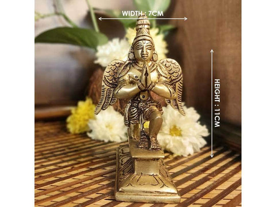 PujaCraft Brass Antique Garuda Idol (Width: 7cm, Height: 11cm, Weight: 380 Grams)