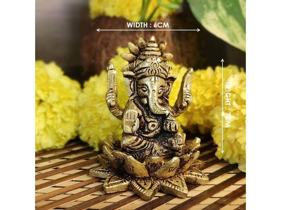 PujaCraft Brass Kamal Ganesha Idol ( Height: 7cm , Width: 6cm ,Weight : 310 Gram)