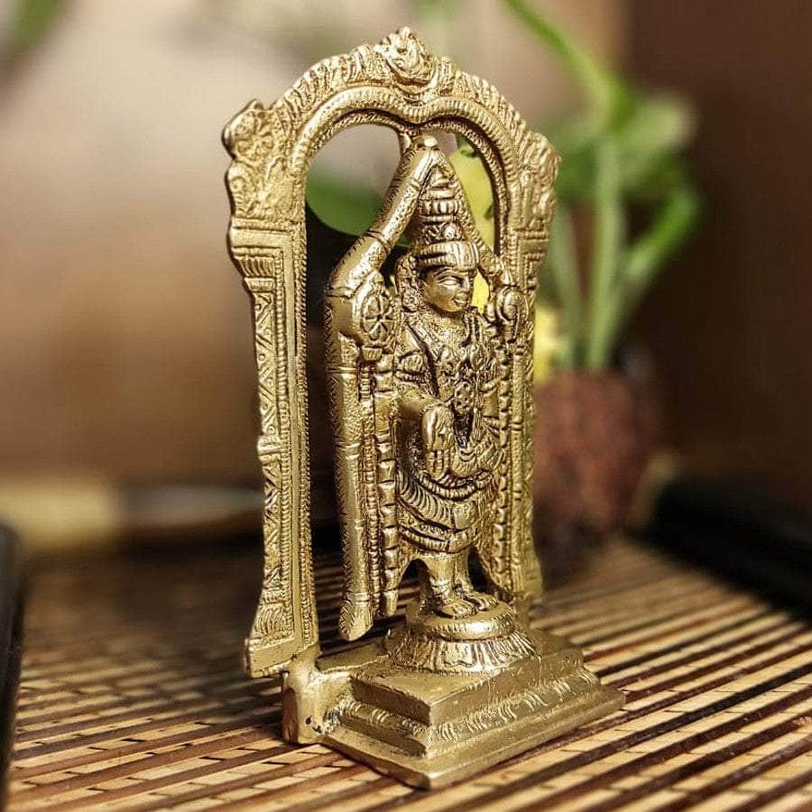 PujaCraft Brass Antique Balaji Standing Idol (Width: 10cm, Height: 15cm, Weight: 722 Grams)