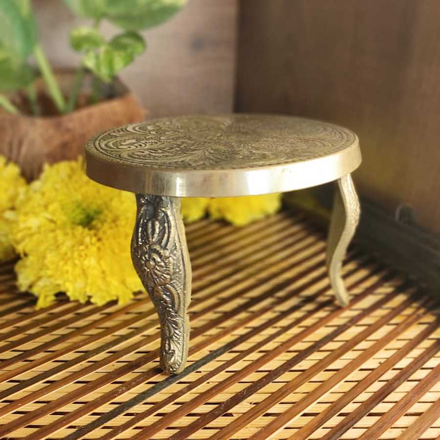 PujaCraft Brass Traditional Antique Mukali Stand  (Traditional brass Makali, Height: 9cm , Width: 12cm , Weight: 365 Gram)