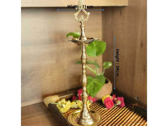 PujaCraft Brass Five Muk Param Valaku Deepam-Annam (Traditional Kuthu Vilaku, Height: 34cm , Width: 11cm , Weight: 335 Gram)