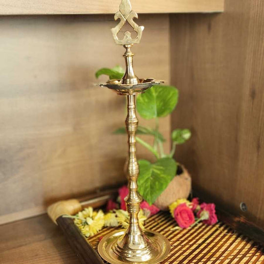 PujaCraft Brass Five Muk Param Valaku Deepam-Annam (Traditional Kuthu Vilaku, Height: 34cm , Width: 11cm , Weight: 335 Gram)