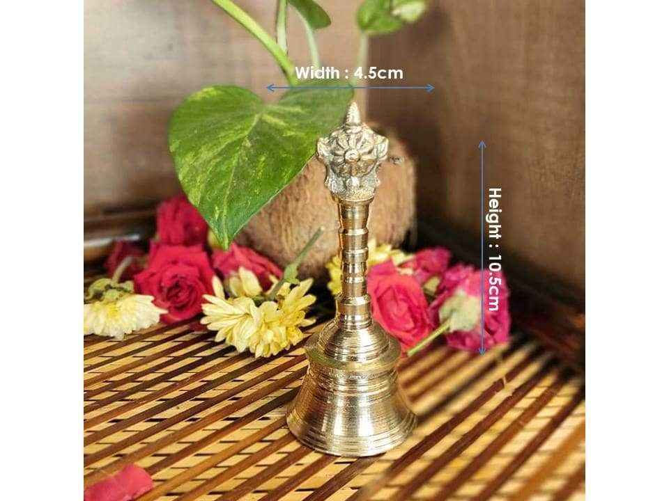 PujaCraft Brass Sanku Chakra Pooja Hand Bell (Heavy And Traditional, Height: 10.5cm , Width: 4.5cm , Weight: 137 Gram)