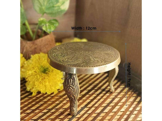 PujaCraft Brass Traditional Antique Mukali Stand  (Traditional brass Makali, Height: 9cm , Width: 12cm , Weight: 365 Gram)