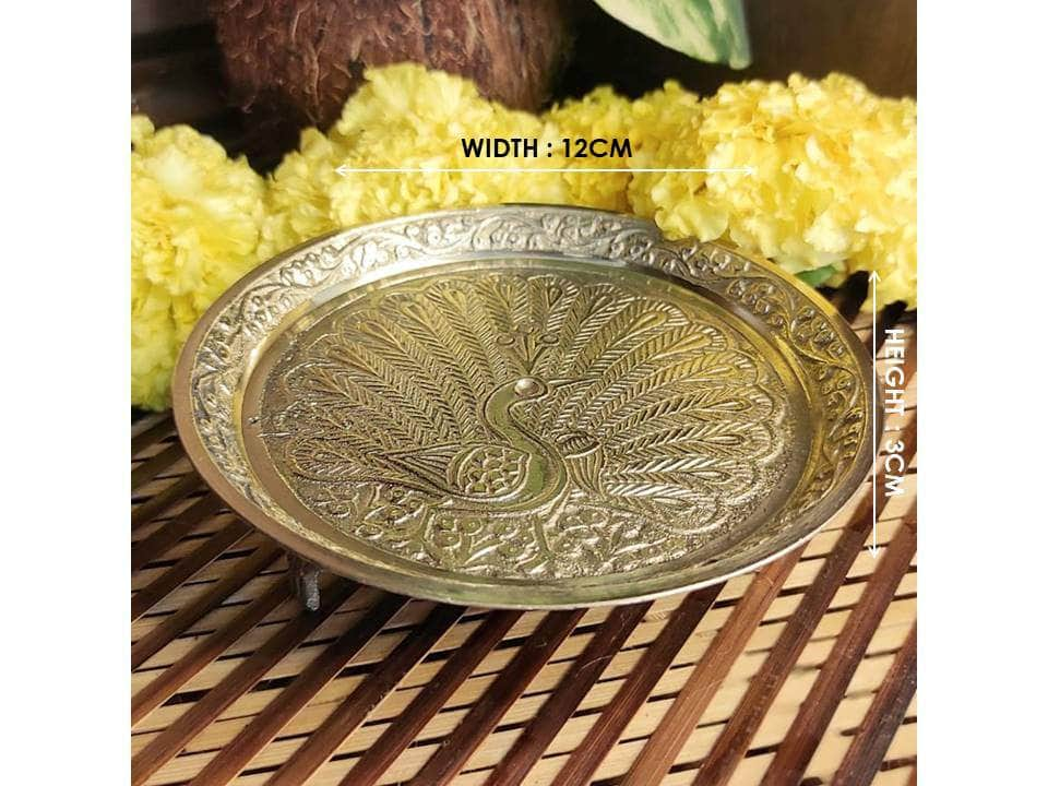 PujaCraft Brass Antique Peacock Mukali Stand (Handmade , Height: 12cm , Width: 3cm , Weight: 180 Gram)