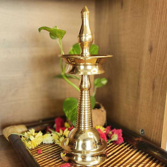 PujaCraft Brass Big Kerala Vilakku  (Good Quality , Height: 30cm , Width: 10.5cm , Weight: 750 Gram)