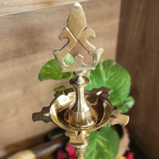 PujaCraft Brass Five Muk Param Valaku Deepam-Annam (Traditional Kuthu Vilaku, Height: 34cm , Width: 11cm , Weight: 335 Gram)