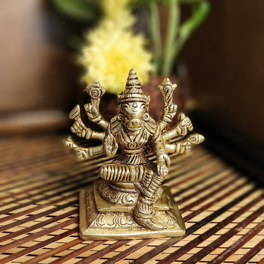 PujaCraft Brass Varahi Amman Idol (Width: 7cm, Height: 7cm, Weight: 275 Grams)